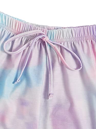 Image of SOLY HUX Women's Pajama Set 2 Piece Lounge Sets Summer Tie Dye Tank Tops and Shorts Sleepwear PJs Purple Tie Dye S
