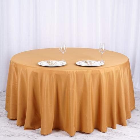 Miniatura 4 de 6 manteles redondos dorados de 120 pulgadas, manteles de tela para bodas, fiestas, recepción, banquetes, eventos, cocina, comedor