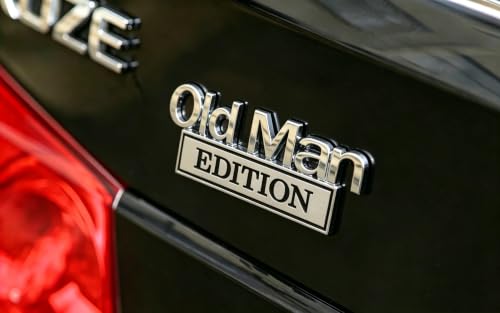 Image of 3D Old Man Edition Chrome Emblems Badges Sticker Car Vehicle, Truck, Motorcycle, RV, Scooter, SUV, Door, Window, Room, Wall and More Decoration (Silver Edition)