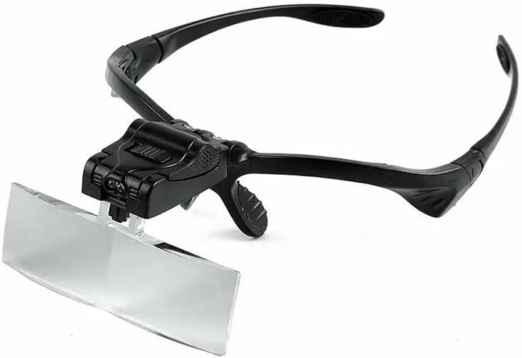 Eis Head Magnifying Glass Set,10X 15X 20X 25X Magnifying Glass Set with Headband & LED Light Magnifier Watchmaker Jewelry Optical Lens (9892B)