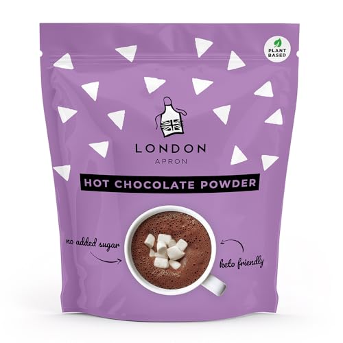 London Apron Keto Hot Chocolate Powder Sugar Free Low Carb & High Fibre No Added Sugar Cacao Cocoa Drink Vegan Dairy Free & Low Calorie 215 g (10 Servings)