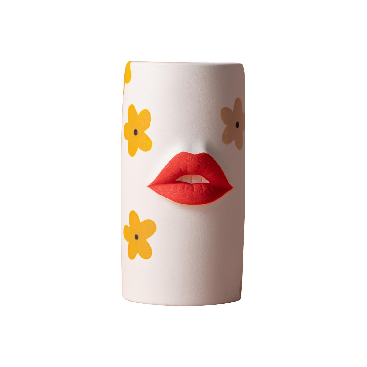 GFHTRELY Vase Decal Red Lip Ceramic Vase Flower Arrangement Garden Outdoor Tabletop Decoration Ornaments Flower Vases(A,A)