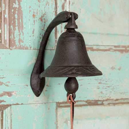 Colonial Tin Works Cast Iron Logan Dinner Bell with Bracket Dinner Bell - Feel The Vibe of Traditional Family Meals and Gatherings. Made of Heavy Cast Iron - Measures 4" W X 5½"D X 6" T (1) - Thumbnail 2