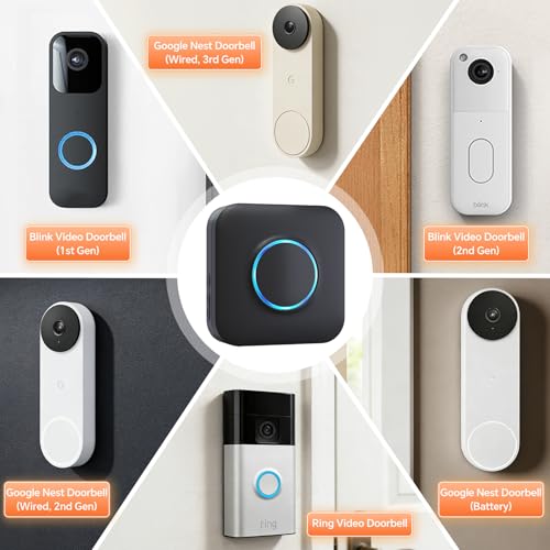 Smart WiFi Wireless Doorbell Chime for Google Nest, Ring, Blink – App-Connected with 58 Music, 5 Adjustable Volume & LED Light, No Wiring Required (2pack, Black) - Image 4