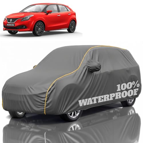Image of Premium Polyester Car Cover Baleno All-Weather Protection from Rain, Dust & Sun | UV Resistant Fabric | Full Body Secure Fit for Outdoor & Indoor Parking Grey
