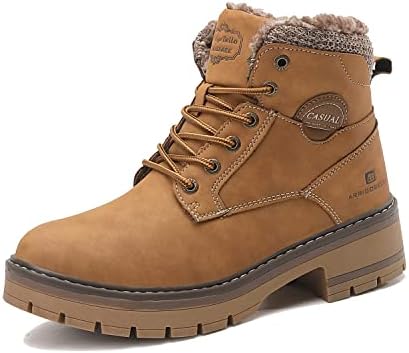 TARELO Women's Snow Boots Hiking Winter Boots Fur Lined Warm Ankle Booties Outdoor Walking Trekking Shoes（Brown,9）