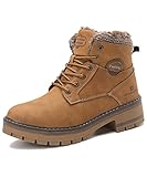 TARELO Women's Snow Boots Hiking Winter Boots Fur Lined Warm Ankle Booties Outdoor Walking Trekking Shoes（Brown,6）