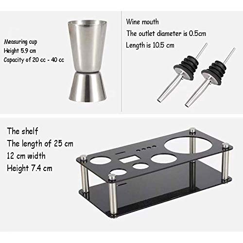 Set de coctelera de acero inoxidable con soporte acrílico y accesorios miniatura 7