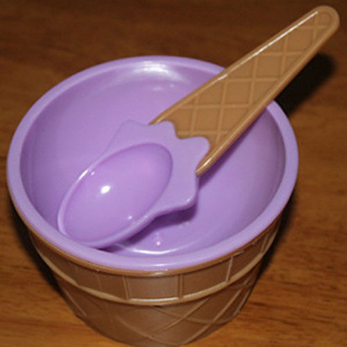 Children's Plastic Ice Cream Bowls Spoons Set Durable ICE Cream CUP For