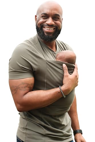 Image of Lalabu The Dad Shirt | Hands-Free Baby Carrier for Dad with Kangaroo Pouch | Engineered for Bonding, Safety, & Comfort for Newborns Up to 15 Lbs. | CPSC Compliant - Fern - XL