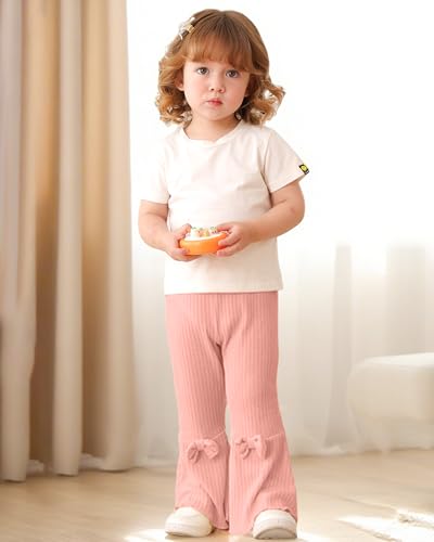 Mioglrie Baby Girl Pants Toddler Leggings 3 Pack Flare Newborn Baby Pants 3 6 9 12 18 24 Months Bell Bottoms for Girls2