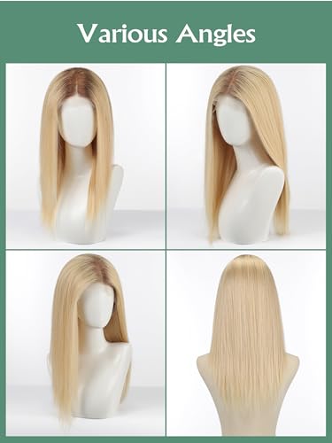 Image of 13 * 4 HD Glueless Human Hair Ombre Light Blonde Lace Front Wigs for White Women Straight Wig Pre Plucked 180% Density Transparent (22inch)