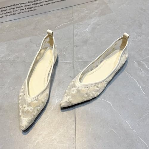 INEELUYI Women's Chinese Style Flat Shoes Printed Pointy Toe V-Cut Dressy Ballets Flats2