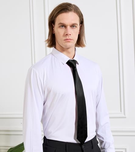 Image of KOOELLE Men's Ties Solid Pure Color Plain Neckties Formal Black Ties For Men