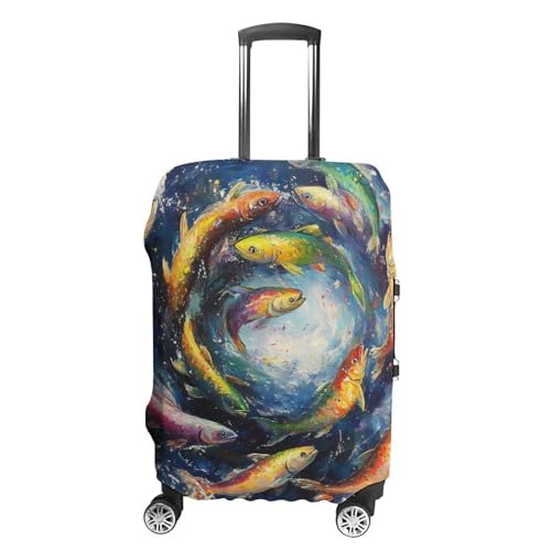 Rainbow Trout Fish Universes Galaxy Luggage Covers Washable Travel Suitcase Cover Elastic Baggage Protector