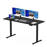 SANODESK 120 x 60cm Electric Standing Desk ONE PIECE DESKTOP Height Adjustable Desk Sit Stand Desk Office Desk with Cable Management Tray and Memory Smart Pannel for Work (Black Frame+Black Desktop)