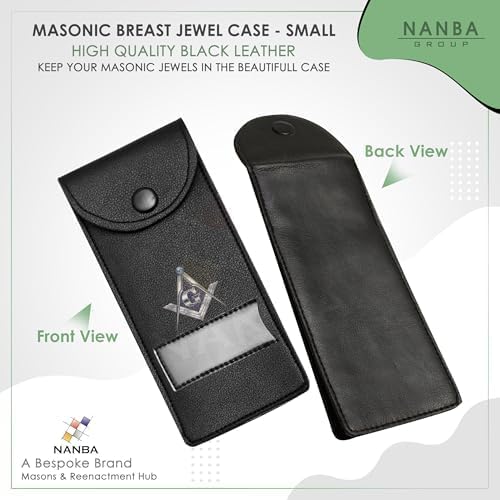 Masonic Regalia Pocket Jewel Holder Case  Leather Carry Wallet with Soft Lining for Freemason Lodge Jewels, Pins & Badges - Square Compass G Gold & Blue Printed