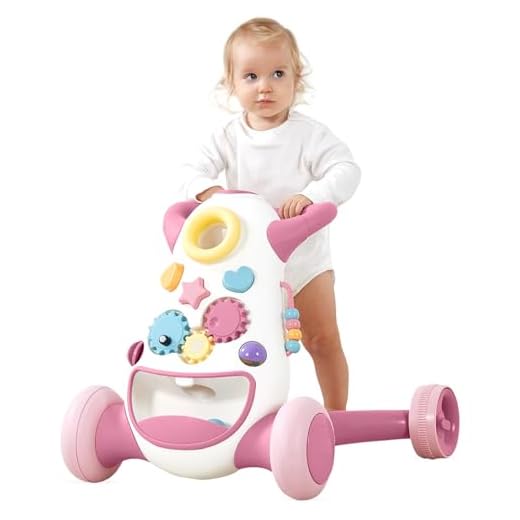 KÜB Andador Infantil Rosa | Correpasillos con Centro de Actividades | Juguete para Empujar y Aprender a Caminar | Ruedas con Bloqueo | Tacata Bebe + Meses
