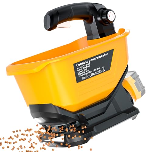 Byutrcfuy Electric Grass Seed Spreader for Dewalt 20V 60V Battery, Handheld Fertilizer Spreader for Lawn, Portable Granule Spreader for Seed, Feed, Weed, and Salt (Tool Only)