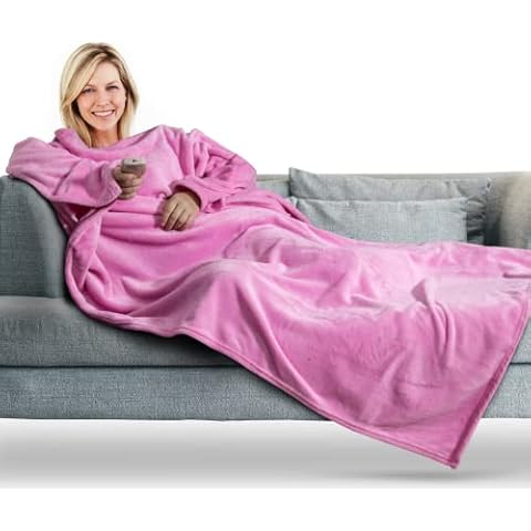 JAMIEWIN 2 IN 1 Wearable Snuggle Blanket Detachable Hoodie and Sleeves Inside for Woman Oversize Snuggle Blanket Soft and Warm for Sofa Lovers, One Size Fit All(71"x63") Cover