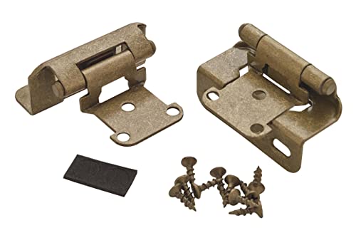 Image of Amerock 1 Pair 1 /2 inch Overlay Burnished Brass Partial Wrap Cabinet Hinge