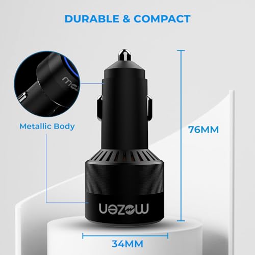 Image of MOZEN by AMKETTE Drive Ultra 3 in 1 130W Car Charger /car Laptop Charger Fast Charging Type C 100W + USB-A + C 30W, Metallic Build, Advanced PowerSplit Safety Protocols, for Mobile, Tablets & Laptops