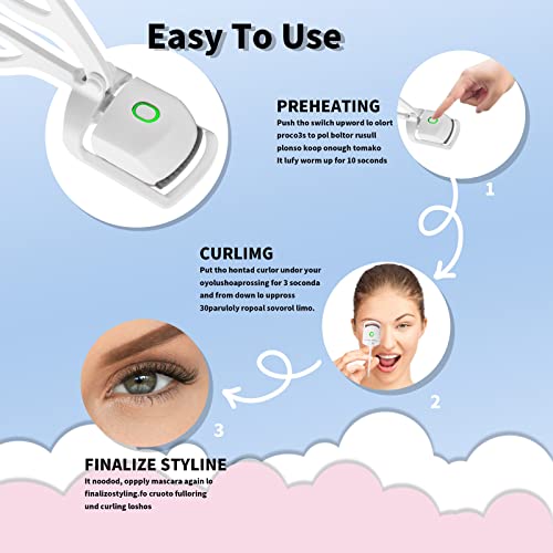 【2Pcs】 Heated Eyelash Curlers, Heated Lash Curler With Portable And Rechargeable, Dual Temperature Settings, Electric Eyelash Curler For Long-Lasting Curls,White #TOP2