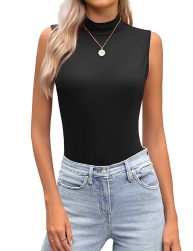 Zeagoo Womens Mock Turtleneck Tank Tops 2025 Slim Fitted Sleeveless Top Stretchy Basic Casual Layer...