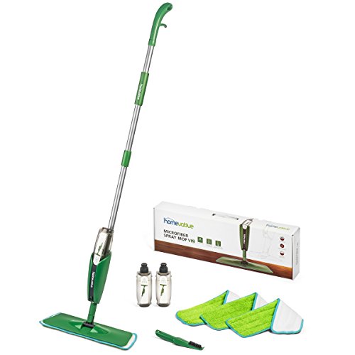 Homevative Microfiber Spray Mop Kit /w 3 pads, 2 bottles, and Precision Detailer, Floor push mop for kitchen, bathroom,