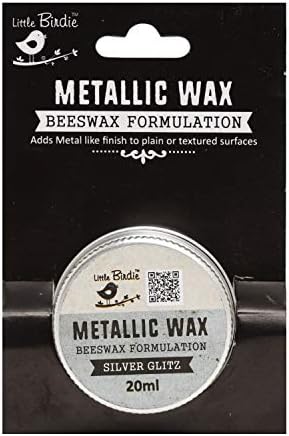 Little Birdie Metallic Wax - Silver Glitz (20ml) | Metallic Finish for Textured Surfaces & Craft Projects