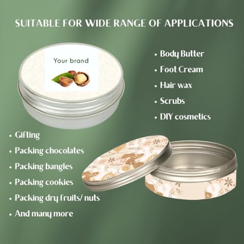 Image of Kalart Creations 60g Aluminium Cosmetic Cream Containers with Threaded Lid for Creams, Pack of 5| Reusable Storage & Packing Jars for Creams, Balms, Scrubs, Waxes