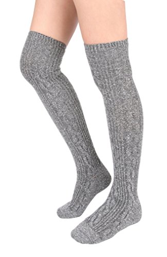 STYLEGAGA Winter Wool Cable Knit Over The Knee High Boot Socks