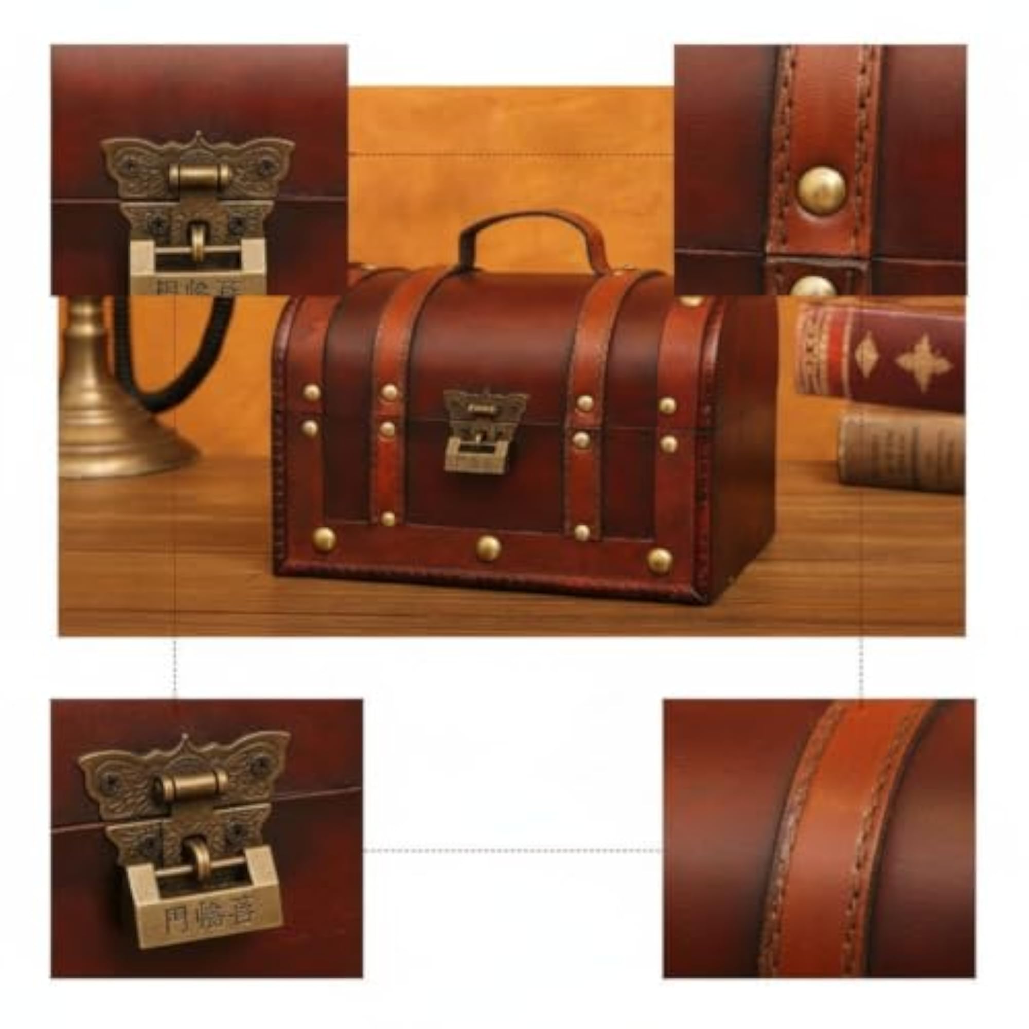 Antique-Style Wooden Storage Chest, Decorative Trunk