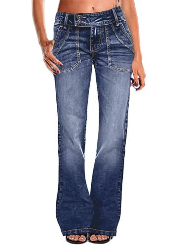 Flamingals Low Rise Wide Leg Jeans for Women Baggy Jeans Denim Tr...