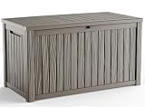MAIUSCOLI 150 Gallon Outdoor Deck Box,Storage Lockable Waterproof Patio Furniture,Garden Tools,Cushions,Pool Accessories Outside Storage Resin Box(Grey)