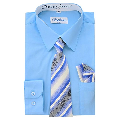 Boy's Dress Shirt, Necktie, and Hanky Set - Light Blue, Size 6