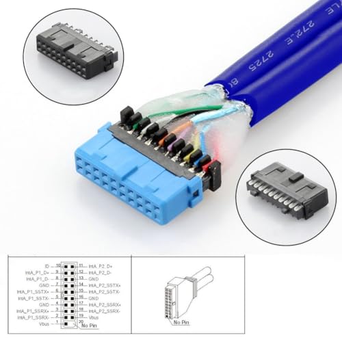 Image of ChenYang USB Front Panel Header 9 /10Pin & 19 /20Pin to 2 USB 2.0 & 2 USB 3.0 Female Chassis Back Panel Port Extension Cable 0.5M with 12cm PCI-E Slot Bracket