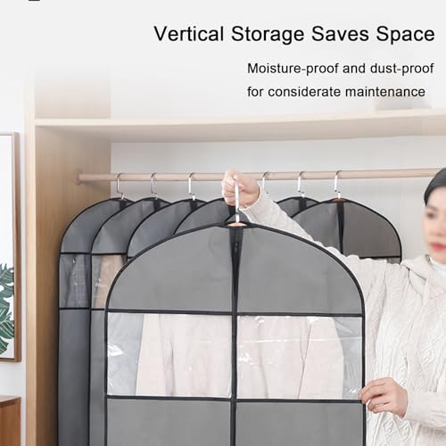 Hanging Garment Bag, Travel Suit Bag for Closet Storage Hanging Clothes Storage Suit Cover for Shirts, Coats, Dresses, 5 Packs(60x110cm/24x43in)4