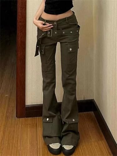 Women High Waist Slim Classical Bell Bottoms Female Jeans Multiple Pockets Denim Pants2