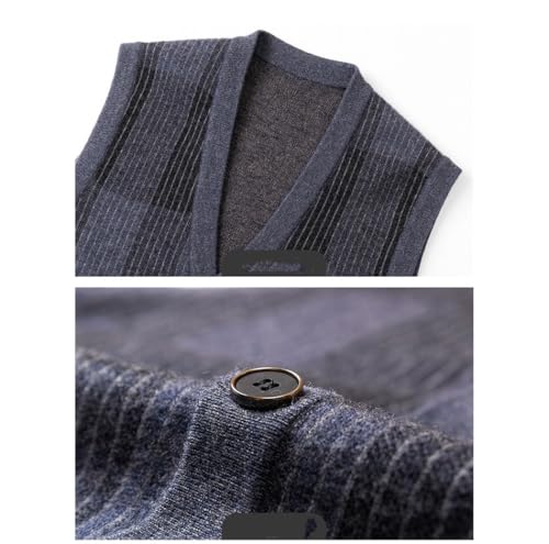 Men's Plaid Jacquard Cardigan Vest V-Neck Thickened Wool Knitted Sleeveless Sweater Vest4
