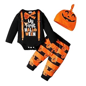 U-Sinmule Pasgeboren jongen meisje Halloween outfits set mijn eerste Halloween rompertje tutu rok broek set pompoen…