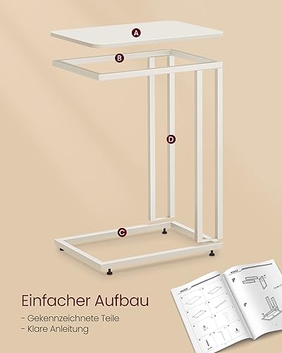VASAGLE Beistelltisch, C-Form, mit Rollen, Metallgestell, 50x35x60 cm – Ansicht 7