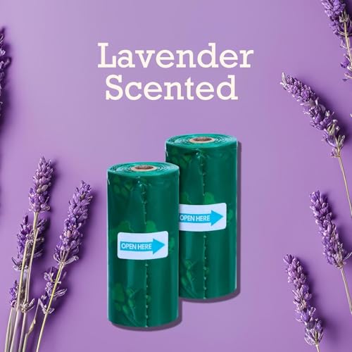 Image of Dogz & Dudez, Poop Bag for Dogs Lavender Scented 180 Bag Counts - Leakproof, Easy Tie, Fresh Lavender Scent - 12 Rolls x 15 Bags - 4 Months Pack
