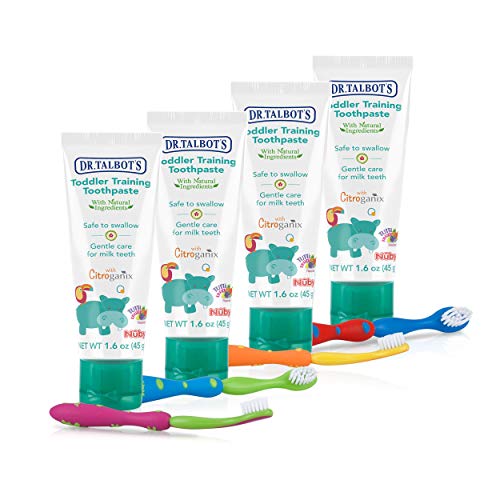 Dr. Talbot's Toddler Training Toothpaste Naturally Inspired With Citroganix, With Toothbrush Included, Pink/Green, 1.6 Ounce #TOP4