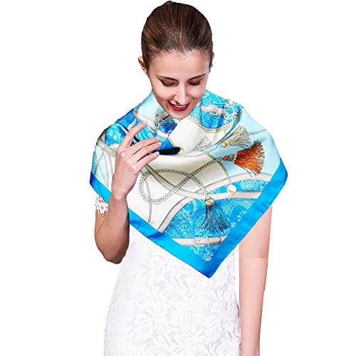 iEverest Pañuelos de seda mujer Pañuelos de protección solar Estola Chal seda suave gasa de seda chal de abrigo Pañuelos largo Pañuelos cuadrados (Beige cuerda)