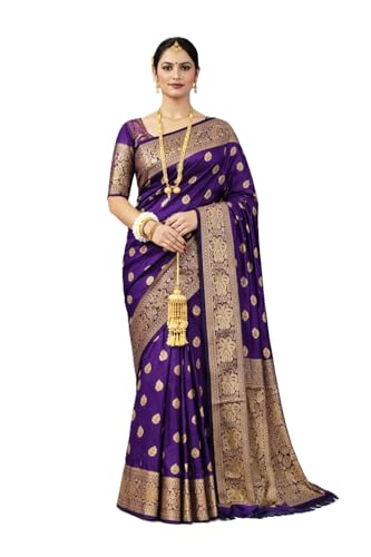 Image of Women's Soft Silk Style Jacquard Saree with Rich Zari Woven Border & Pallu | 5.6 Mtr Saree with 0.8 Mtr Unstitched Blouse