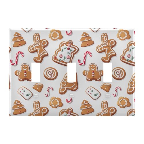 Light Switch Cover Cute Christmas Gingerbread Man Wall Plates for Electrical Outlets 3 Gang 202b6541