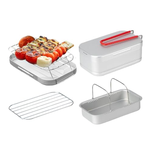 de metal para almuerzo, de aluminio, multifunción, para guardar el almuerzo, de aluminio, con asa plegable, y vaporizador para picnic al aire libre
