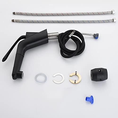 Grifo de lavabo extraíble negro monomando de latón para agua fría y caliente 2