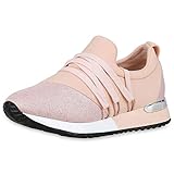  SCARPE VITA Damen Sportschuhe Glitzer Laufschuhe Profilsohle Turnschuhe Fitness Sneaker Freizeit Schuhe Schnürer Trainingsschuhe 180020 Rosa 40